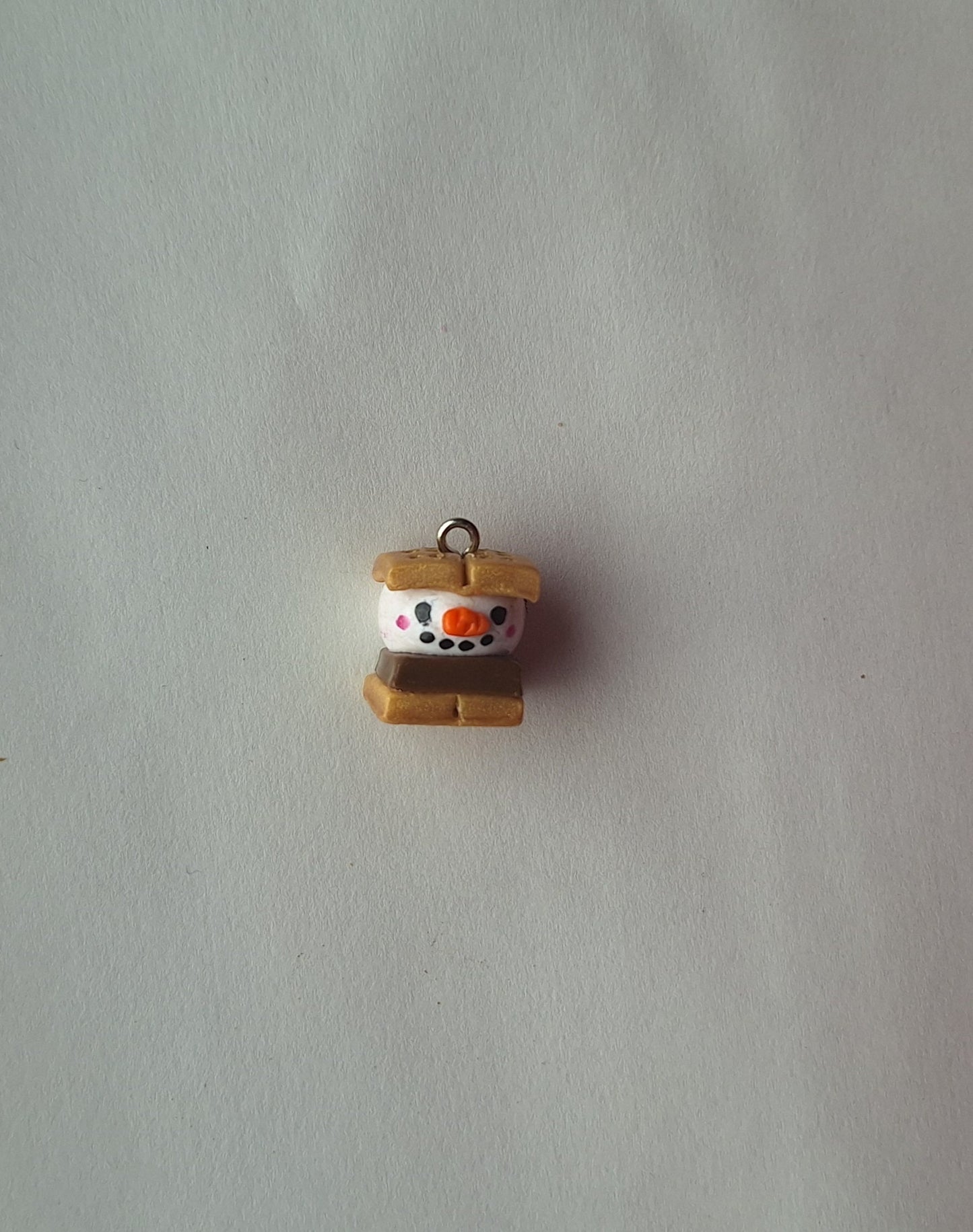 Kawaii snowman smores charms / polymer clay sweets charms / kawaii dessert charms / smores snow man jewelry charm stitch marker