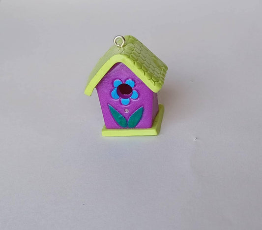 Kawaii 3d birdhouse charms / polymer clay 3d bird charms / kawaii bird house spring garden charms / kawaii spring charms