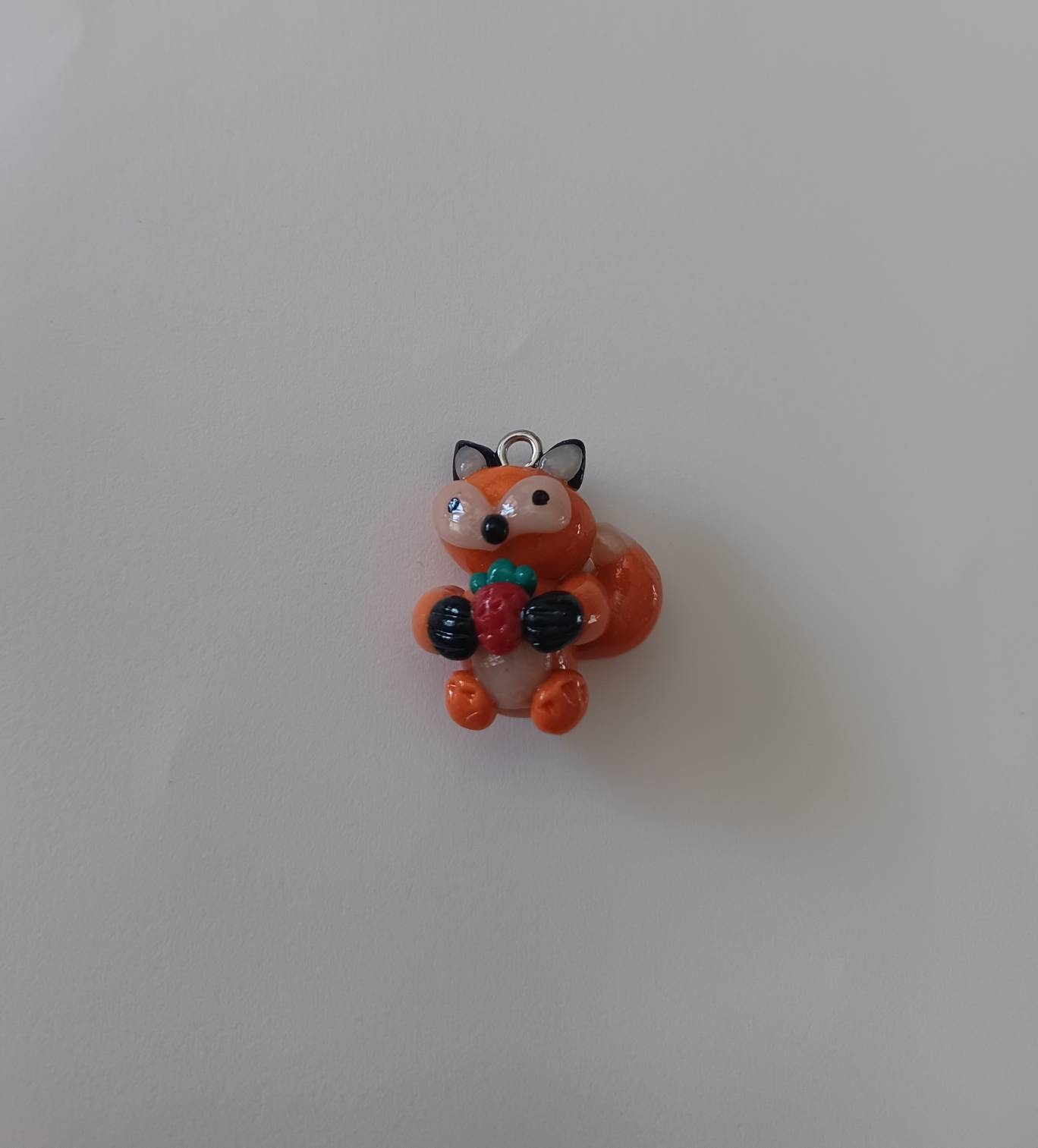 Kawaii fox charms / polymer clay fox with strawberry charms / kawaii animal charms / kawaii fox jewelry / orange red fox clay
