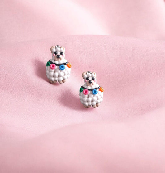 Kawaii Llama alpaca with pompom charms / polymer clay llama / kawaii animal charms llama jewelry stitchmarker notions progress keeper