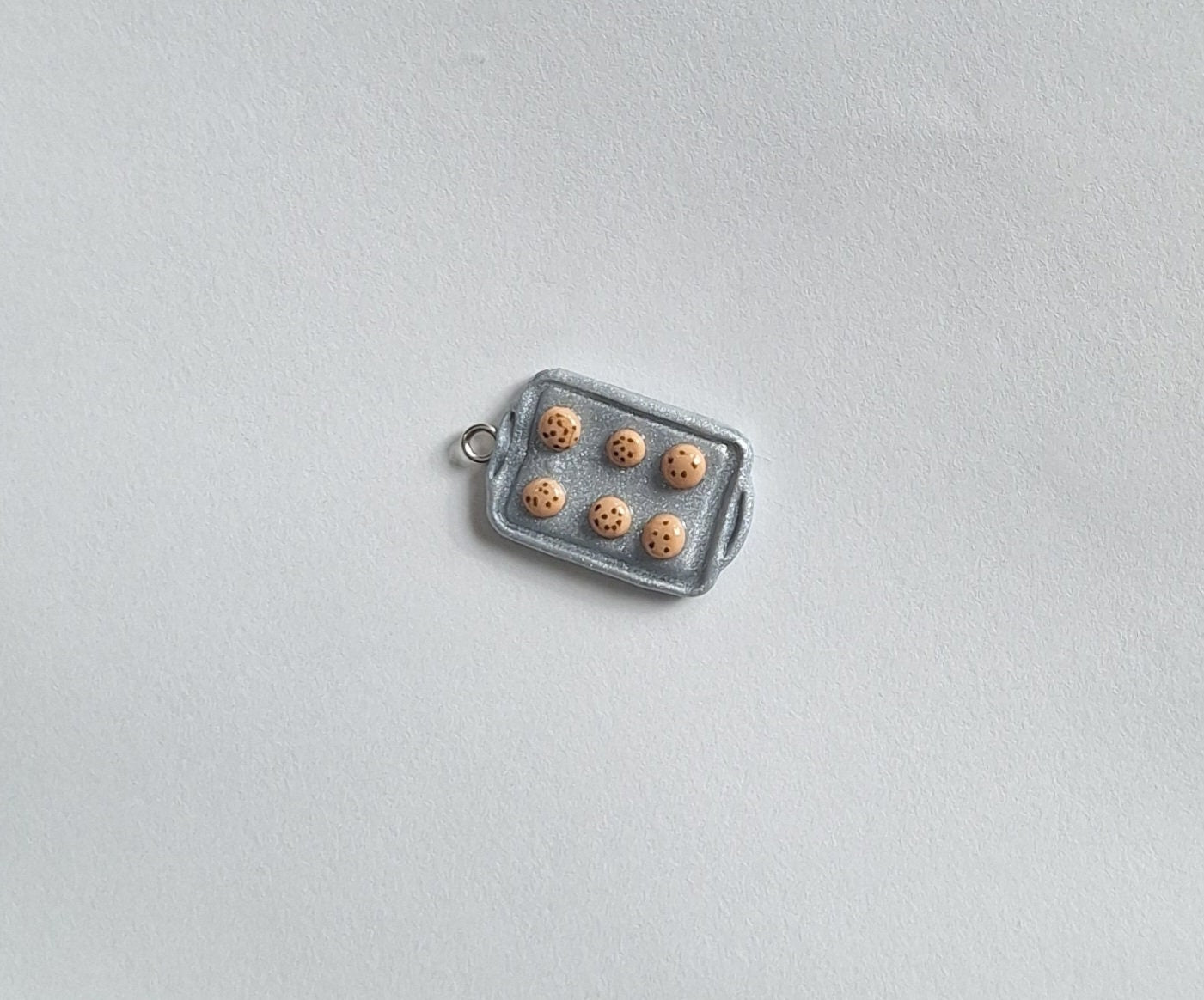 Kawaii chocolate chip cookie baking tray charms / polymer clay cookie charms / kawaii food charms / kawaii food jewelry charm stitch marker