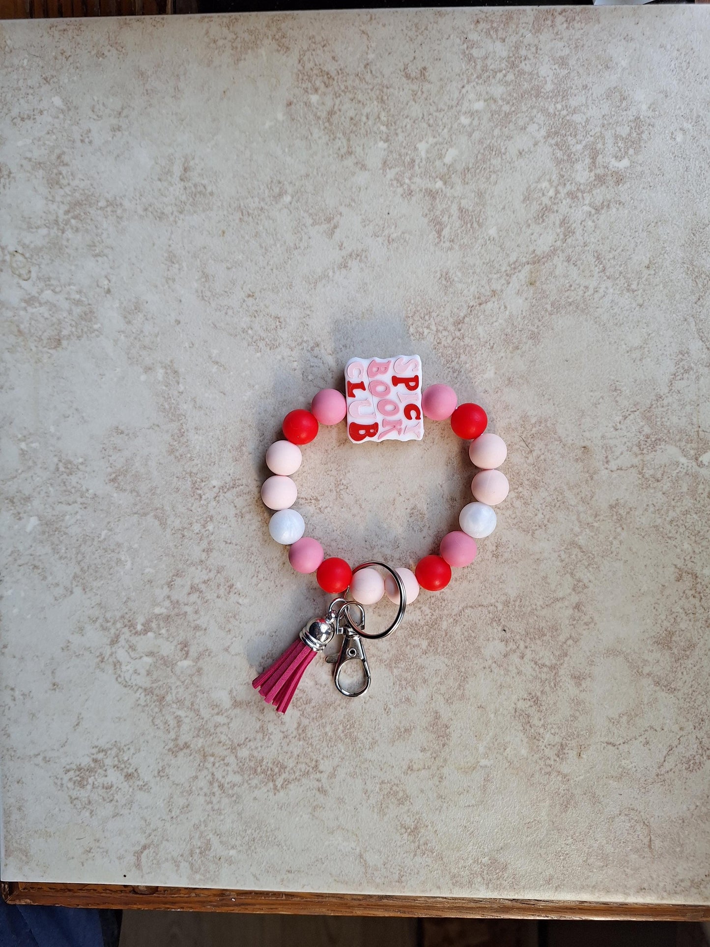 Silicone beaded wristlet keychain spicy book club silicone beaded wristlet keychain / book worm bag accessories key chain