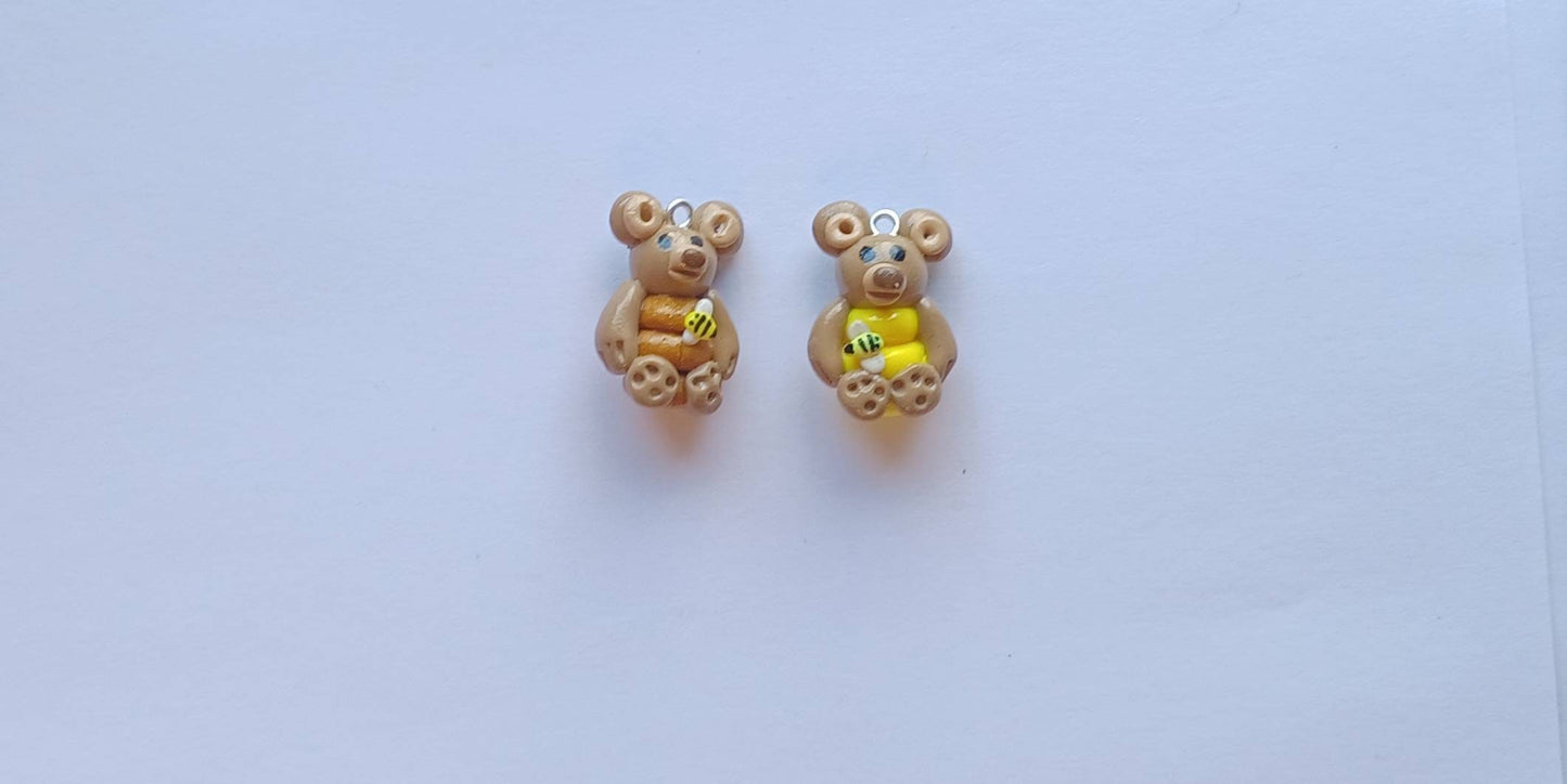 Kawaii bear bee charms / polymer clay bee hive bear charms / kawaii beehive charms / kawaii bumblebee jewelry / kawaii bear charms
