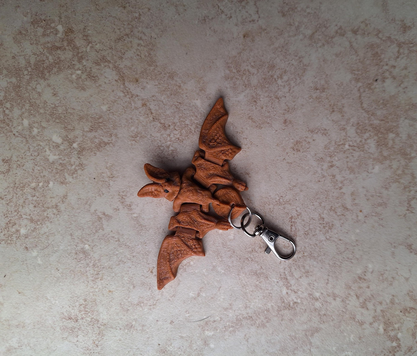 3D articulated brown bat dragon keychain / 3d printed bat 3d printed animals figurine knick knack Fidget keychain