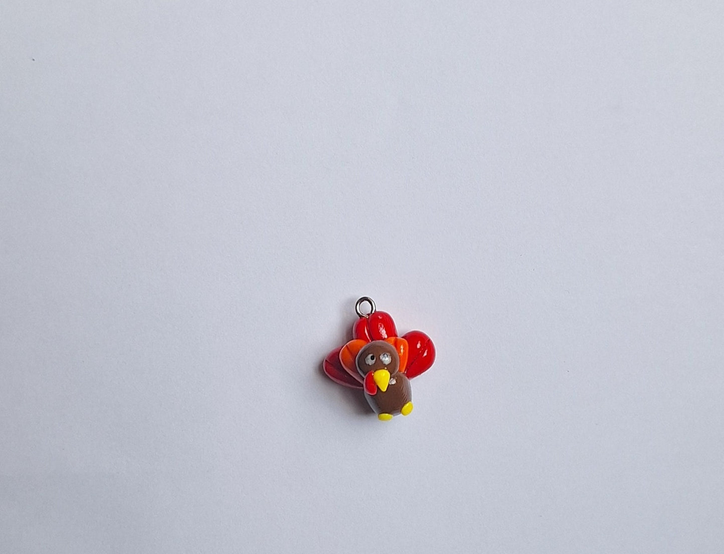 Kawaii red orange turkey charms / polymer clay turkey bird charms / clay holiday charms / clay thanksgiving turkey jewelry stitch marker