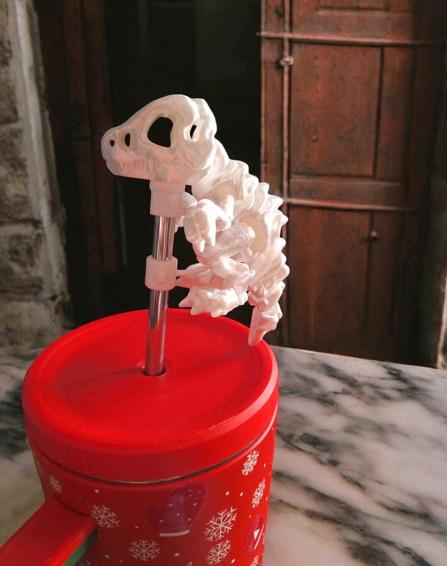 3D articulated cute assorted tiny t-rex skeleton straw cap / 3d printed t rex animals / trex dinosaur dino topper cover Fidget figurines