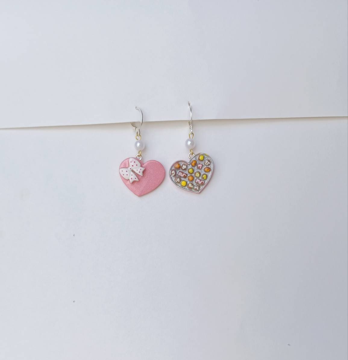 Kawaii valentine earrings / polymer clay valentine chocolate heart earrings / kawaii heart jewelry / valentine chocolate box