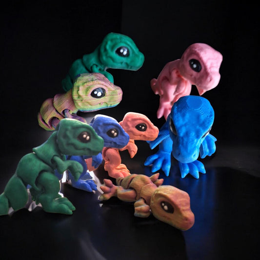 3D articulated assorted color tiny t-rex / 3d printed t rex dinosaur dino animals / dinosaur knick knack Fidget figurines