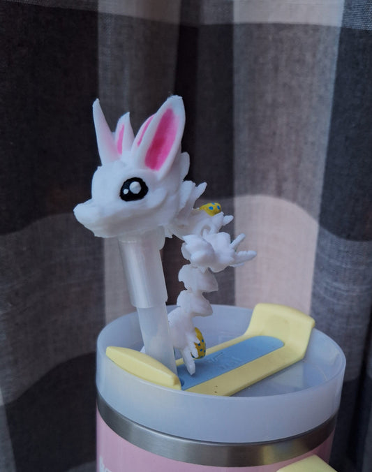 3D articulated easter bunny dragon straw cap / 3d printed dragon animals / spring easter egg tadling straw topper cover Fidget figurines