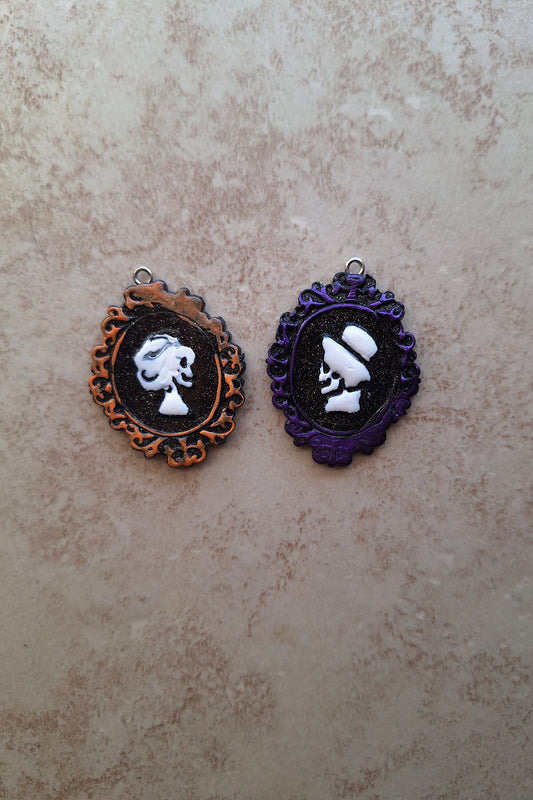 Kawaii halloween cameo charms / clay cameo charms silhouette charms / colorful silhouette jewelry / amulet shape skeleton cameo charms