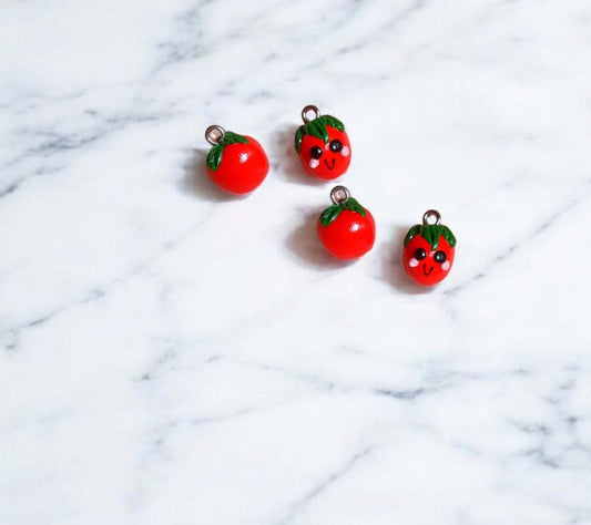 Polymer clay tomato charms / cute kawaii clay tomatoes food charms jewelry stitch marker progress keeper notions