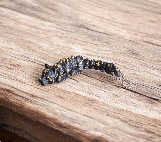 3D articulated baby black lunar panther / 3d printed kitten cat / 3d printed animals figurine knick knack Fidget keychain