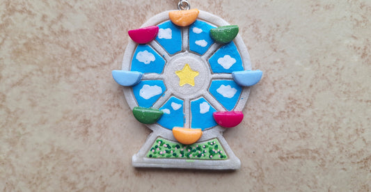 Kawaii ferris wheel earrings / polymer clay dangle earrings / clay fair ride ferris wheel jewelry / clay carnival fair earrings