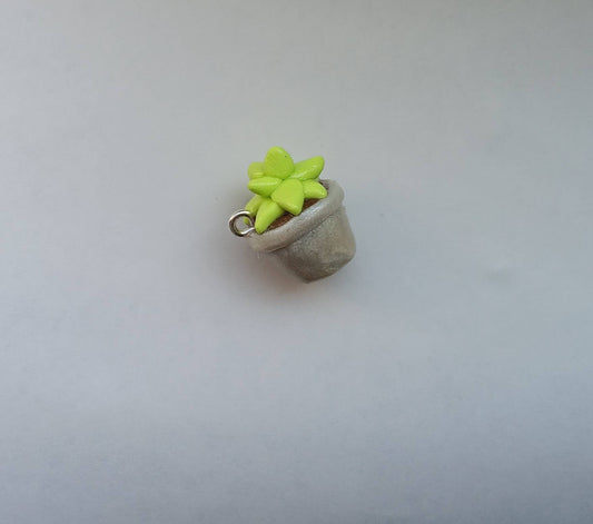 Kawaii white flower pot succulent charms / polymer clay succulent charms / kawaii floral plant charms / succulent charms
