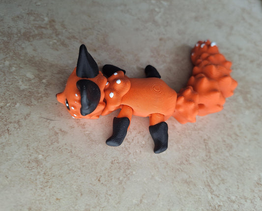 3D articulated orange fox / 3d printed orange black fox / 3d printed animals figurine knick knack Fidget