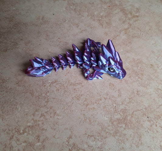 3D articulated crystal gemstone dragon straw cap / 3d printed dragon animals / crystal gem tadling straw topper cover Fidget figurines