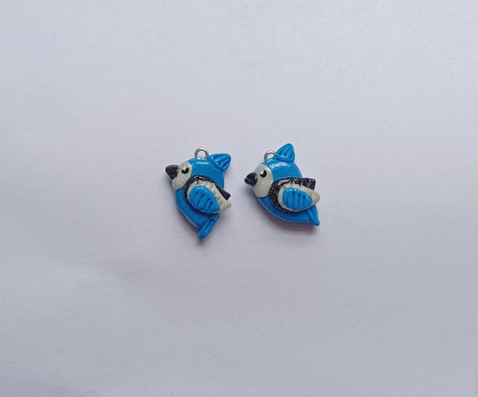 Kawaii bluejay bird charms / polymer clay bluejay charms / kawaii animal charms / kawaii blue jay bird jewelry