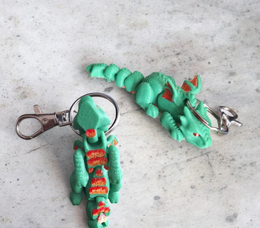 3D articulated cute dragon keychain / 3d printed scruff dragon 3d printed animals figurine knick knack Fidget keychain