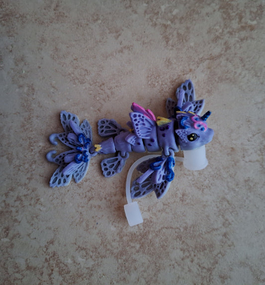3D articulated flutterphin dragon straw cap / 3d printed dragon animals / 3d print dolphin unicorn fish frostphin straw topper cover Fidget