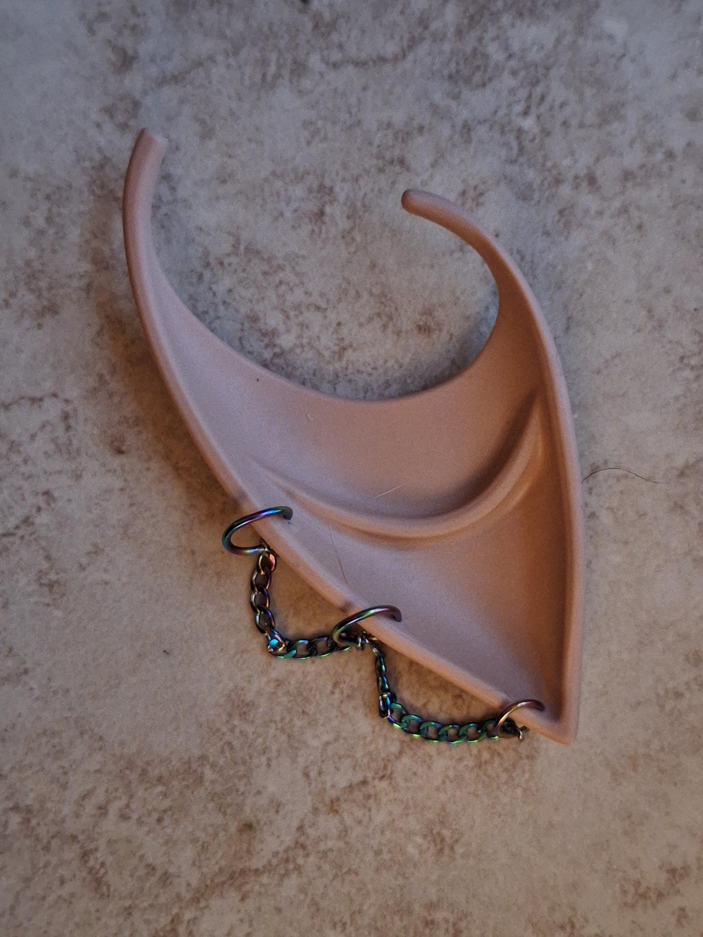 Multicolor rainbow hoop chain rubber fairy pixie elf ears / halloween costume accessory cosplay elf ears / painted elf ears with earrings