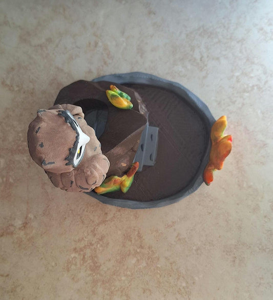 3D printed and painted owl tree stump dice tower / 3d autumn fall leaves owl dice tower / 3d printed d20 dice tower roller