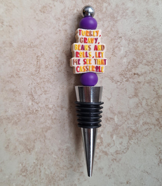 Silicone beaded let me see that casserole wine stopper / turkey gravy beans and rolls thanksgiving funny beaded silicone wine stopper top