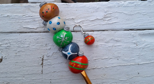 Polymer clay cute christmas holiday ornament stack crochet hook