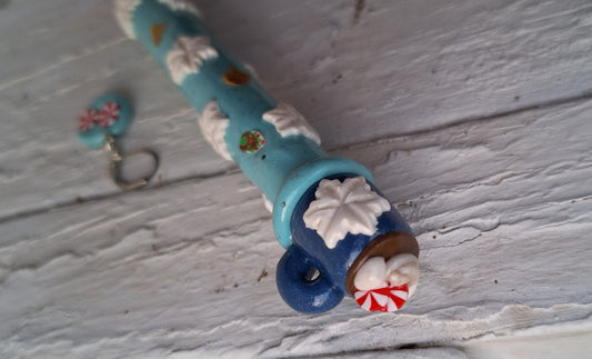 Polymer clay cute christmas holiday peppermint mocha cocoa crochet hook