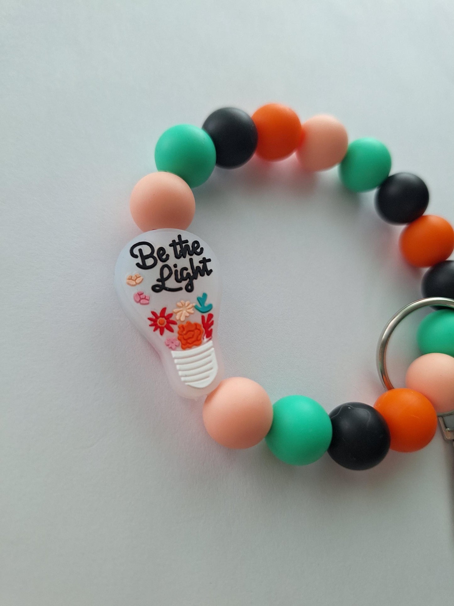 Silicone beaded wristlet keychain / be the light cross silicone beaded wristlet keychain / religious faith bag accessories key chain