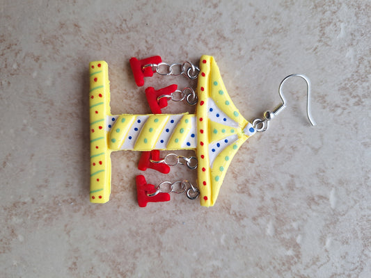 Kawaii swing carousel earrings / polymer clay dangle earrings / clay merry go round carousel jewelry / clay carnival fair earrings