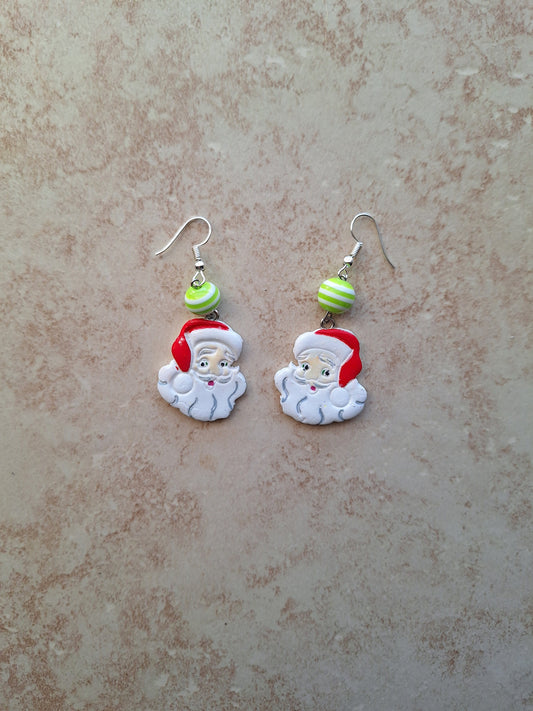 Kawaii clay santa claus earrings / polymer clay vintage santa holiday earrings / christmas holiday winter jewelry / clay santa earrings