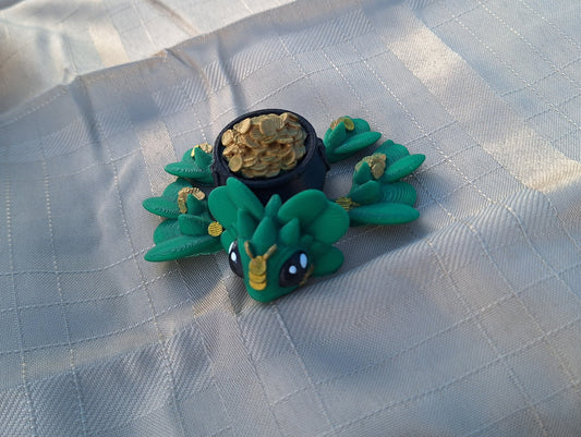 3D articulated green clover lucky turtle / 3d printed turtle animals / pot of gold shamrock lucky turtle knick knack Fidget figurines