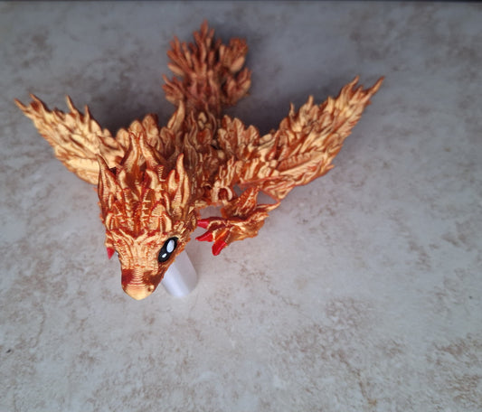 3D articulated phoenix dragon straw cap / 3d printed dragon animals / Phoenix bird dragon tadling straw topper cover Fidget figurines