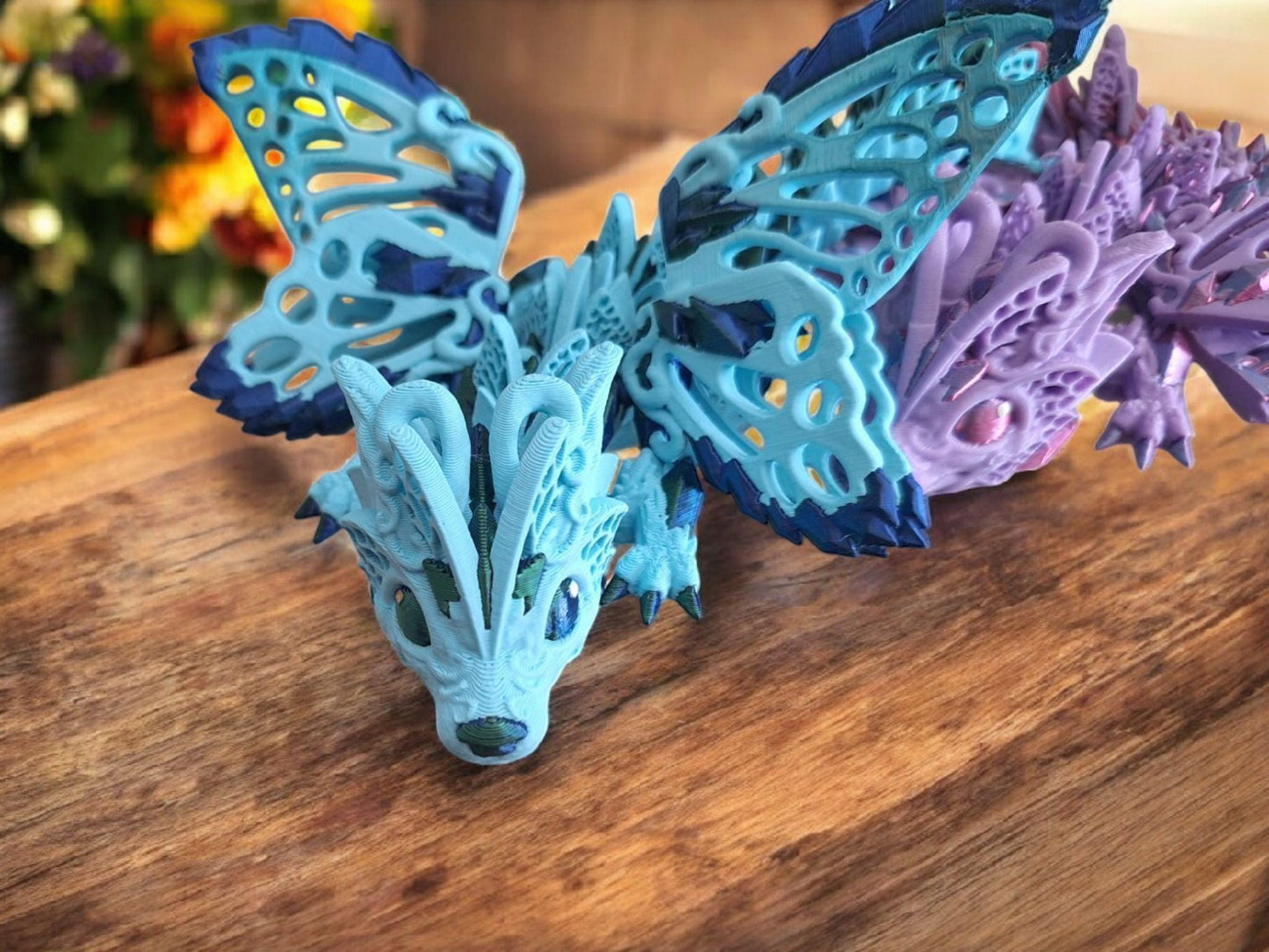 3D articulated baby fae wolf dragon / 3d printed dragon animals / baby faerie dragon knick knack Fidget figurines butterfly