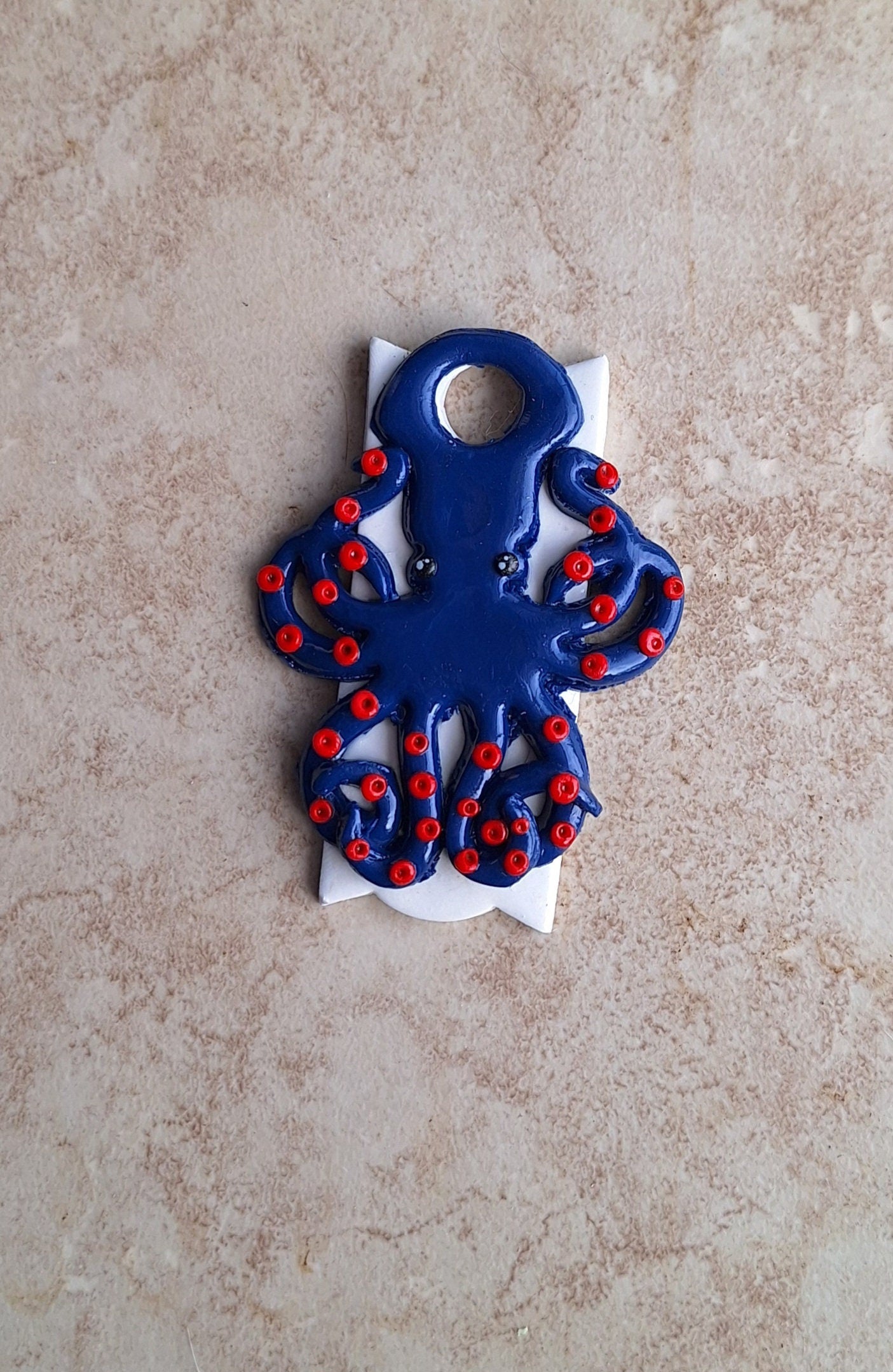 Polymer clay straw tag tumbler topper / clay tumbler accessories / octopus tumbler topper straw tag beach nautical tumbler accessories