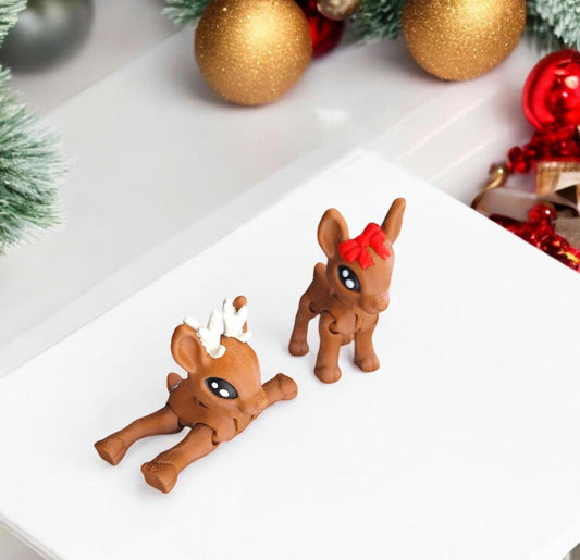 3d printed flexi holiday reindeer animal / 3d printed christmas animals / deer knick knack Fidget figurines