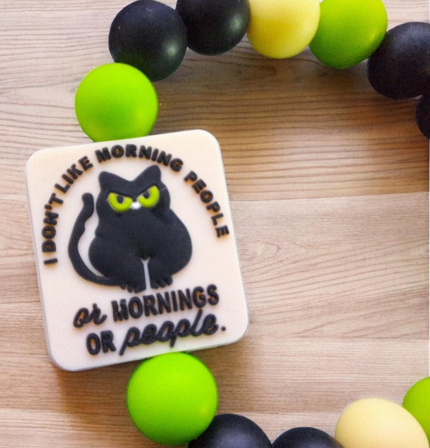 Silicone beaded wristlet keychain don't do mornings / cat mom silicone beaded wristlet keychain / bag accessories key chain gift
