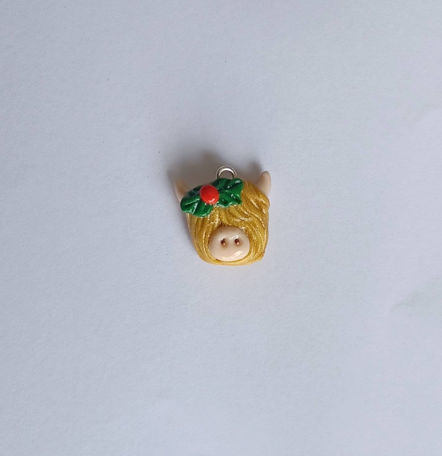 Kawaii christmas highland cow charms / polymer clay floral cow charms / kawaii cow bull charms / kawaii cow jewelry / holiday charms