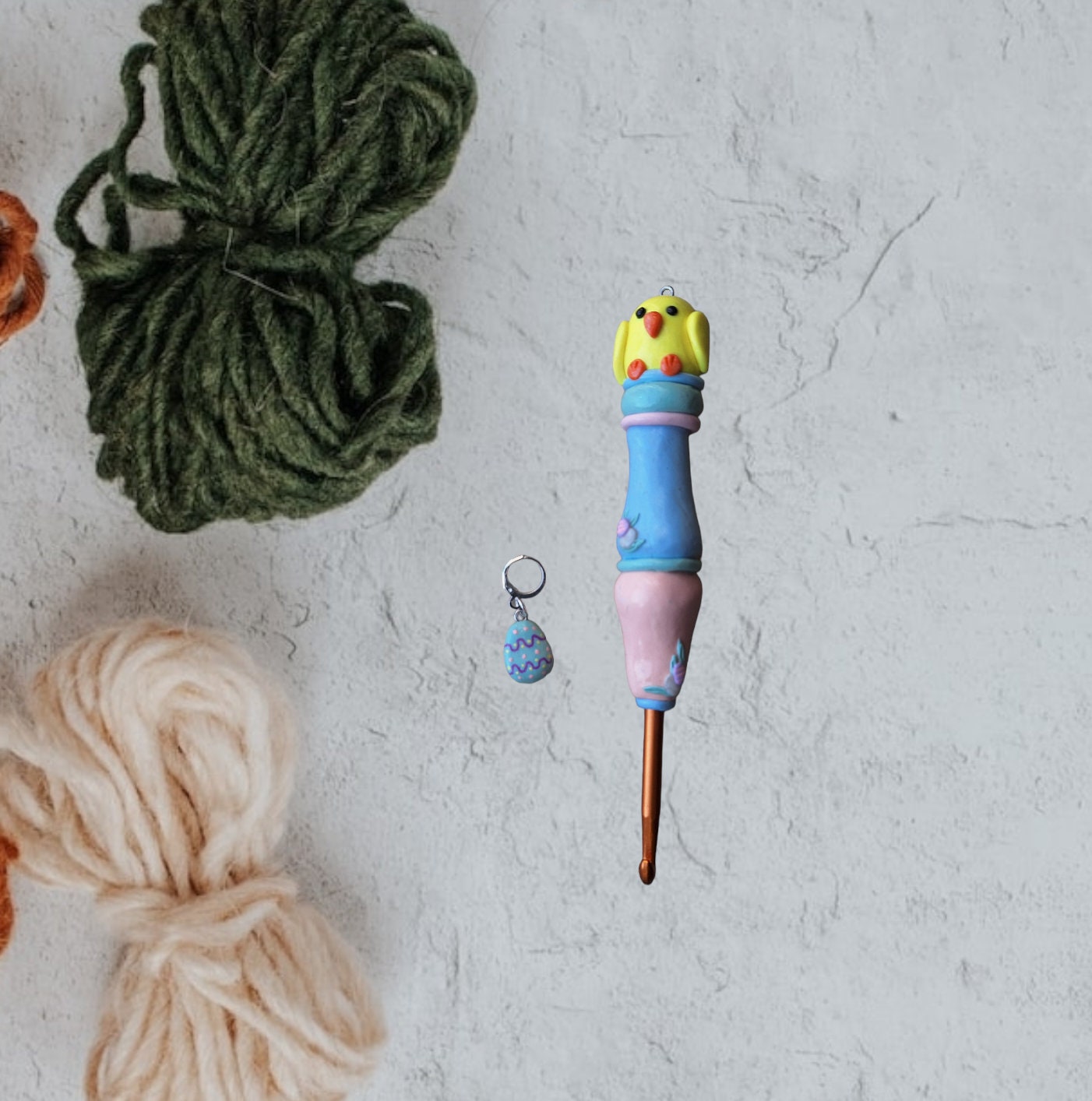 Polymer clay pastel easter baby chic crochet hook