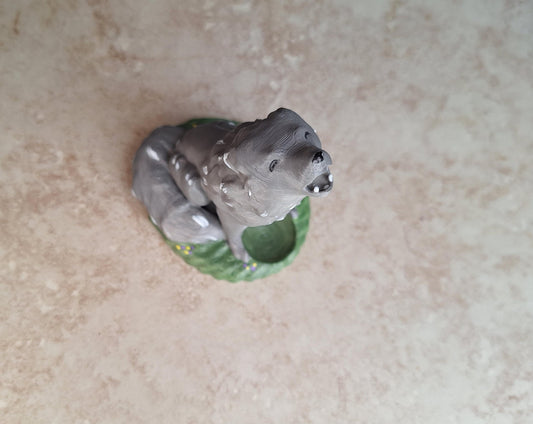 3D printed and painted gray wolf dice guardian / 3d white grey howling wolf dice buddy / 3d printed d20 dice guardian