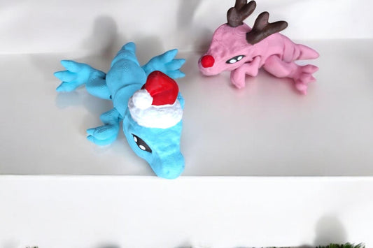 3D articulated cute festive santa tiny t-rex straw cap / 3d printed t rex animals / trex dinosaur dino topper cover Fidget figurines