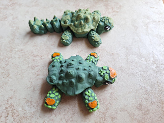 3D articulated green orange anky / 3d printed ankylosaurus shell / 3d printed animals figurine knick knack Fidget