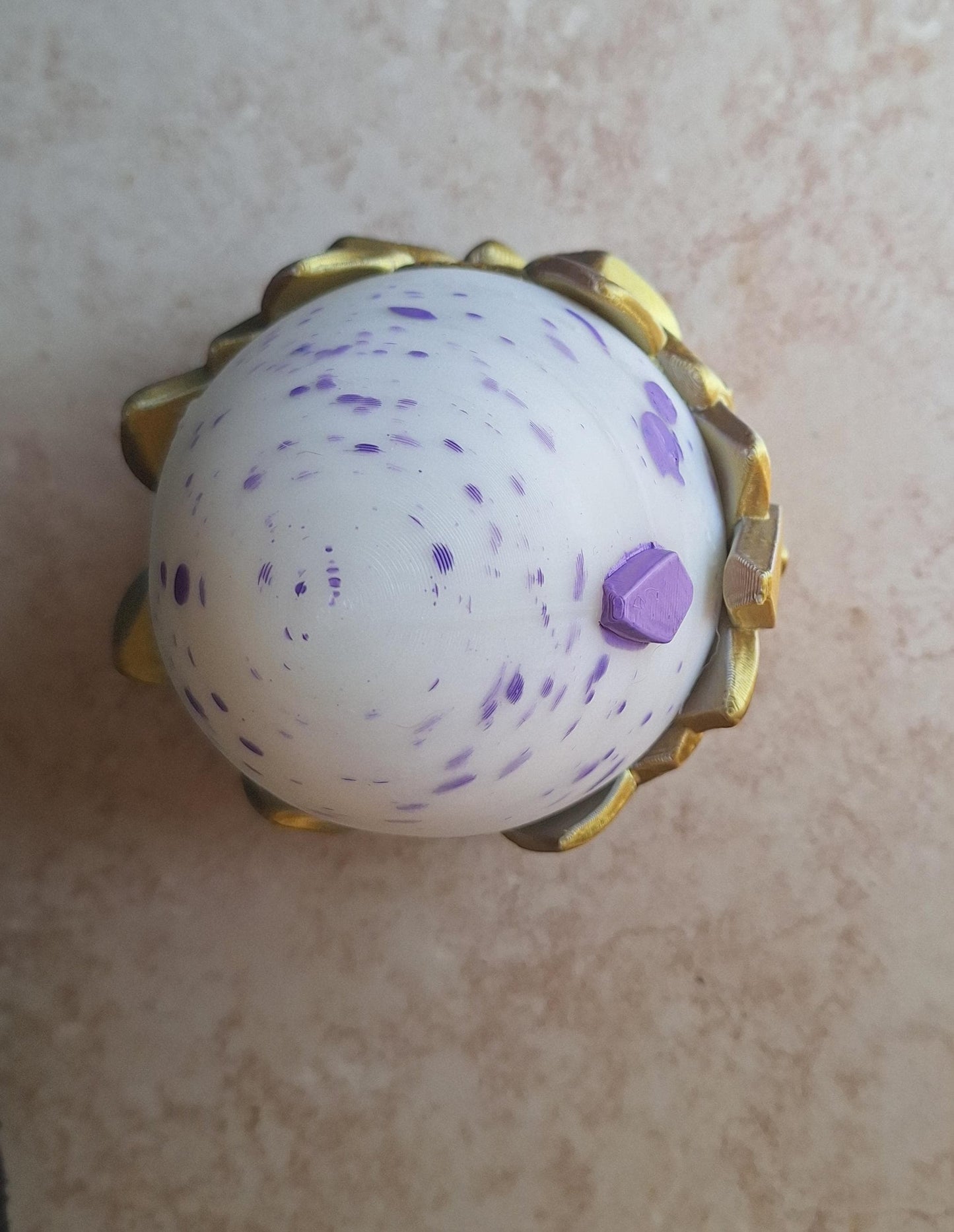 3D articulated gold silver purple dragon Rubikuro and egg / 3d printed desk pet figurine fidget