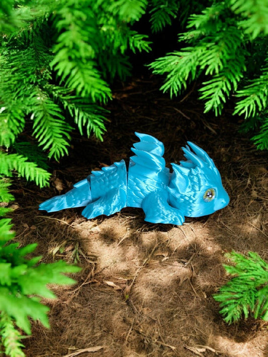 3D articulated teal baby air dragon / 3d printed baby dragon / 3d printed desk pet figurine fidget Serev3d design