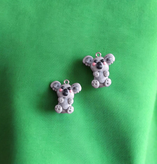 Kawaii koala charms / polymer clay koala with branch charms / kawaii animal charms koala bear jewelry stitchmarker progress keeper notions