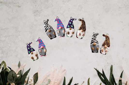 Kawaii animal print gnome charms / polymer clay zebra leopard gnome charms / leopard print gnome charms / colorful gnome charms