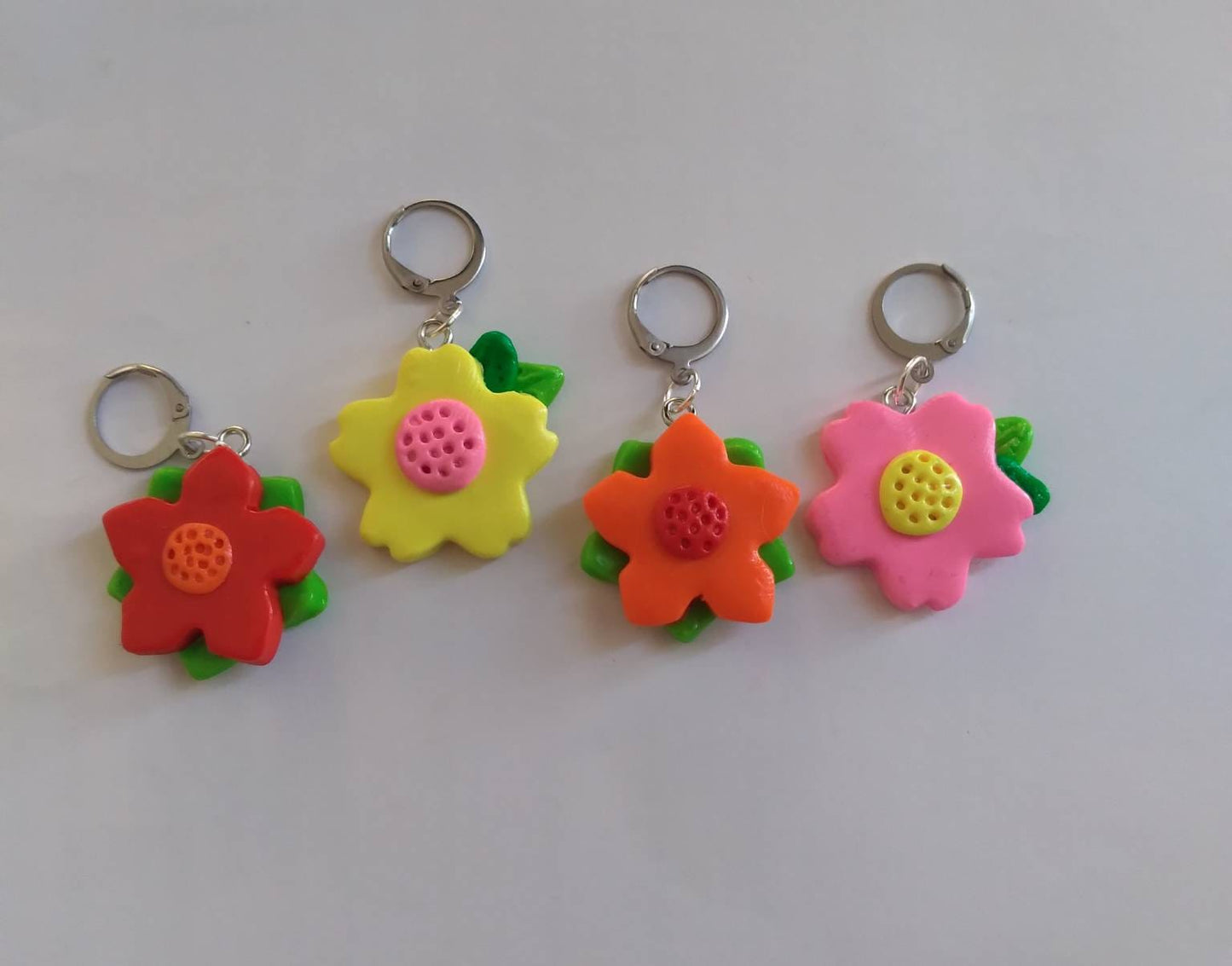 Stitch markers set of 4 floral / flower stitch markers / cherry blossom stitch markers