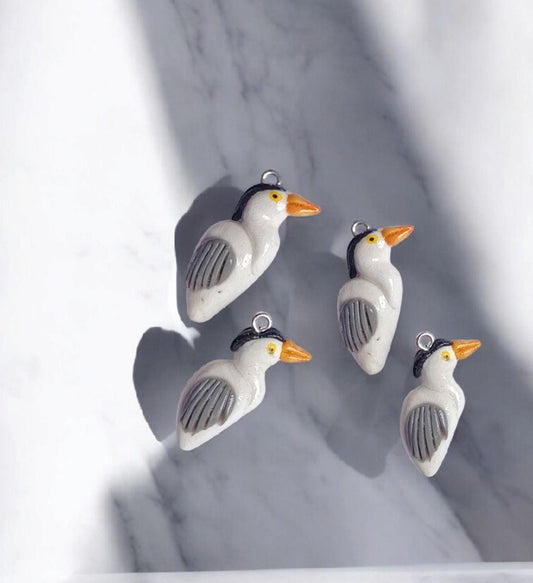 Kawaii blue heron charms / polymer clay bird charms / kawaii animal charms / kawaii blue heron crane bird jewelry