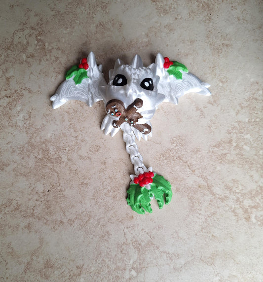 3D articulated christmas dragon cinderling / 3d printed gingerbread holly dragon animals / baby dragon knick knack Fidget figurines imp