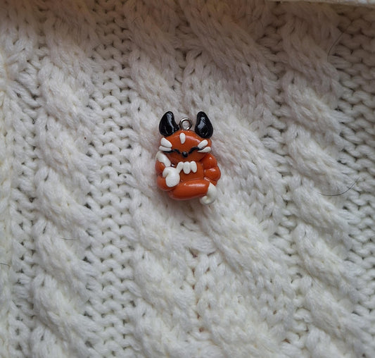 Polymer clay orange fox kitsune charms / polymer clay fox charms / kawaii fox animal charms stitchmarker progress keeper notions